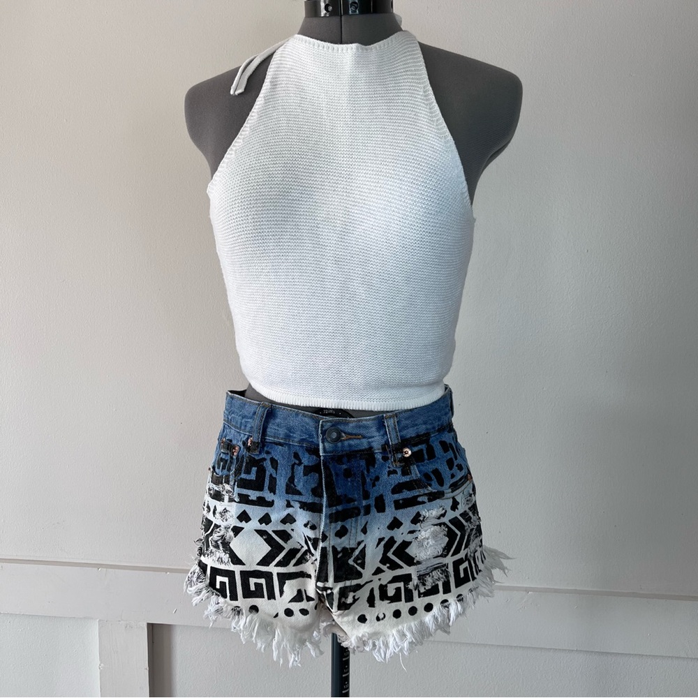 White Crochet/Knit Halter top- size Small